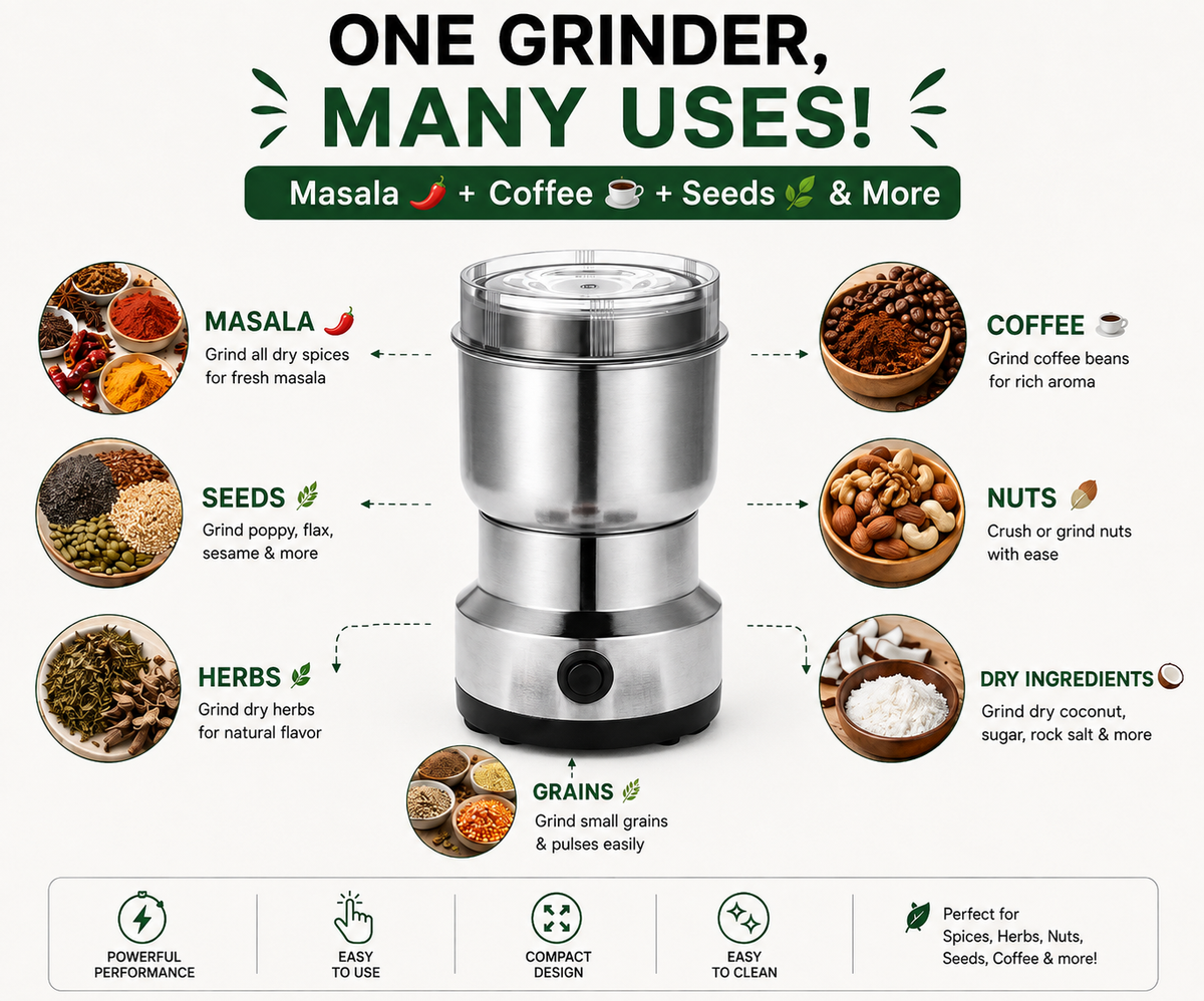 Mini Electric Spice Grinder – Stainless Steel Portable Mixer