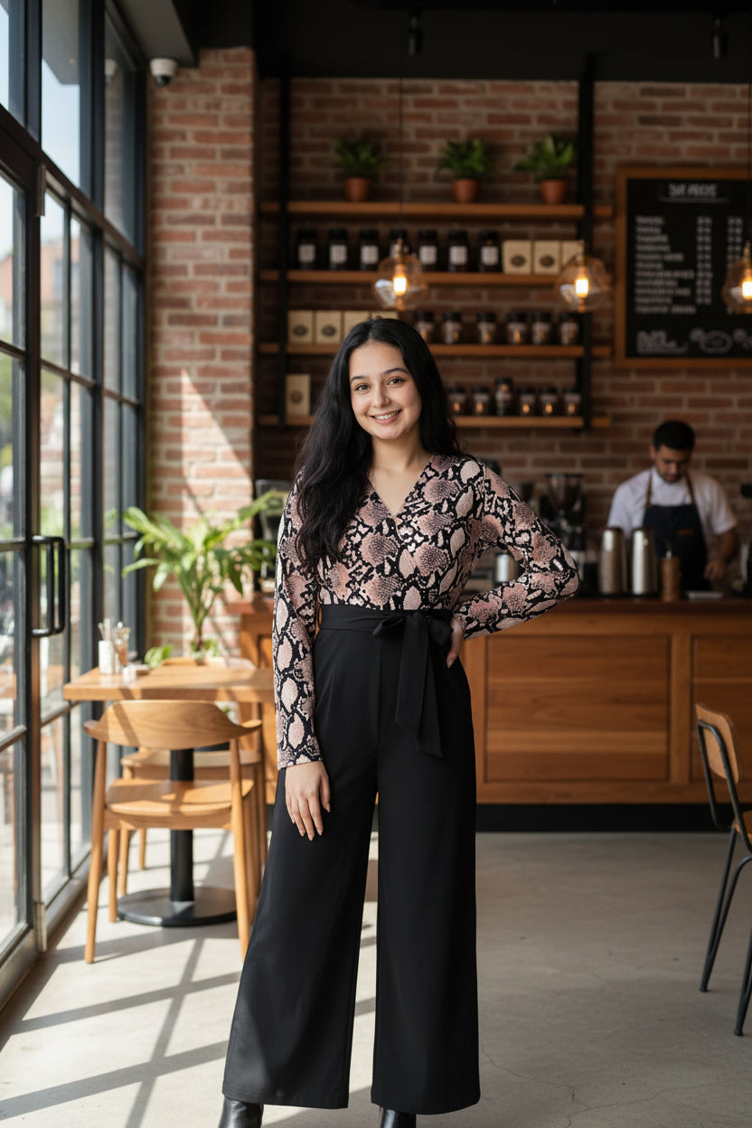 Modern Floral Printed Casual Jumpsuit