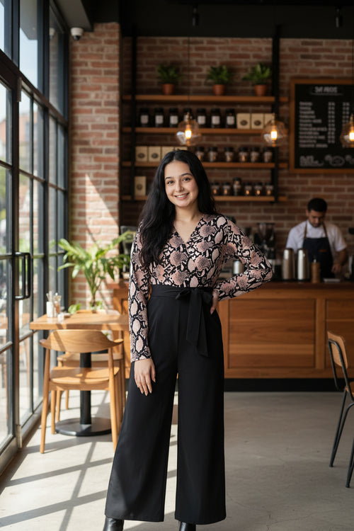Modern Floral Printed Casual Jumpsuit